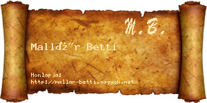 Mallár Betti névjegykártya